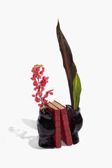 CERAMIC VASE BOOKENDS | BLACK