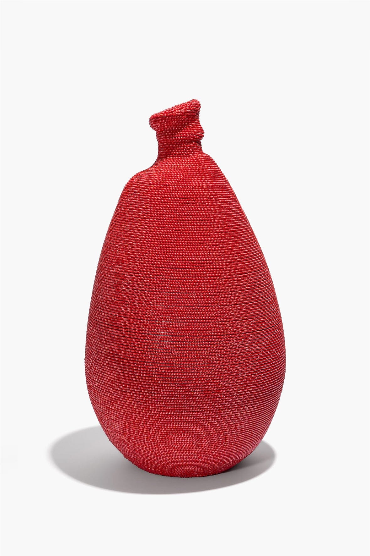TALL HAND-BEADED VASE | RED